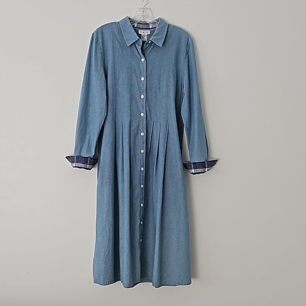 Talbots chambray full-button front maxi dress size 12